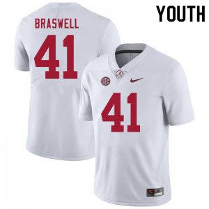 NCAA Youth Alabama Crimson Tide #41 Chris Braswell Stitched College 2020 Nike Authentic White Football Jersey ZB17I41EZ